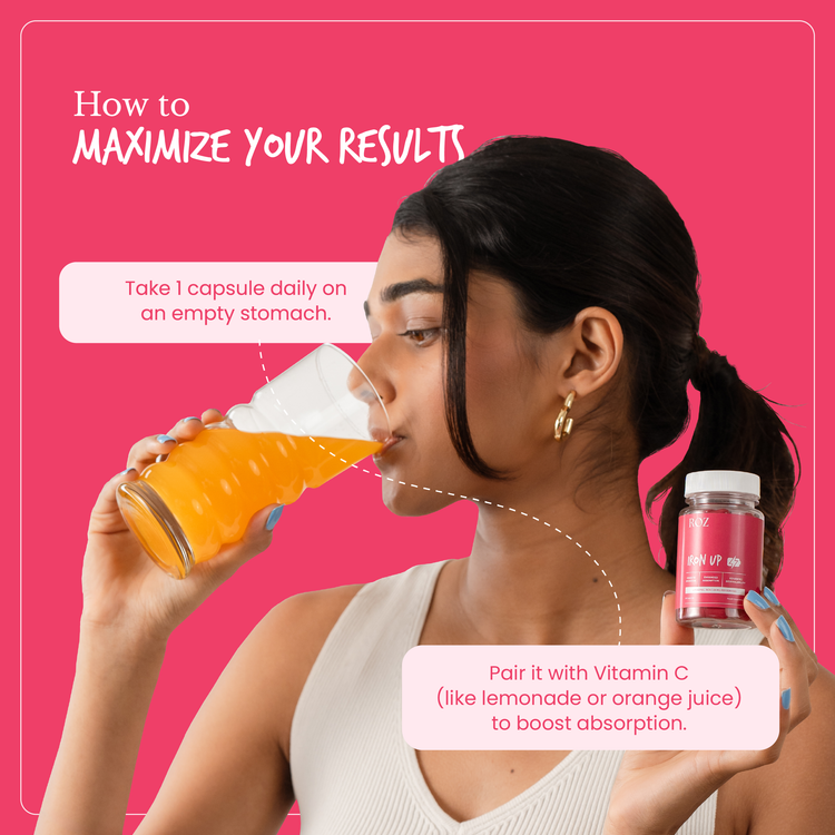 A natural liposomal iron supplement for women, designed to be safe, gentle, and 100% vegetarian. It delivers iron in a highly absorbable form with no side effects like constipation or nausea. Regular use helps boost energy levels, reduce fatigue, and minimize hair fall, supporting overall health and well-being from within.